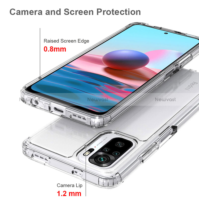 Silicone Transparent Frame Case Cover 360 Degrees ZJ5 for Xiaomi Redmi Note 10 4G