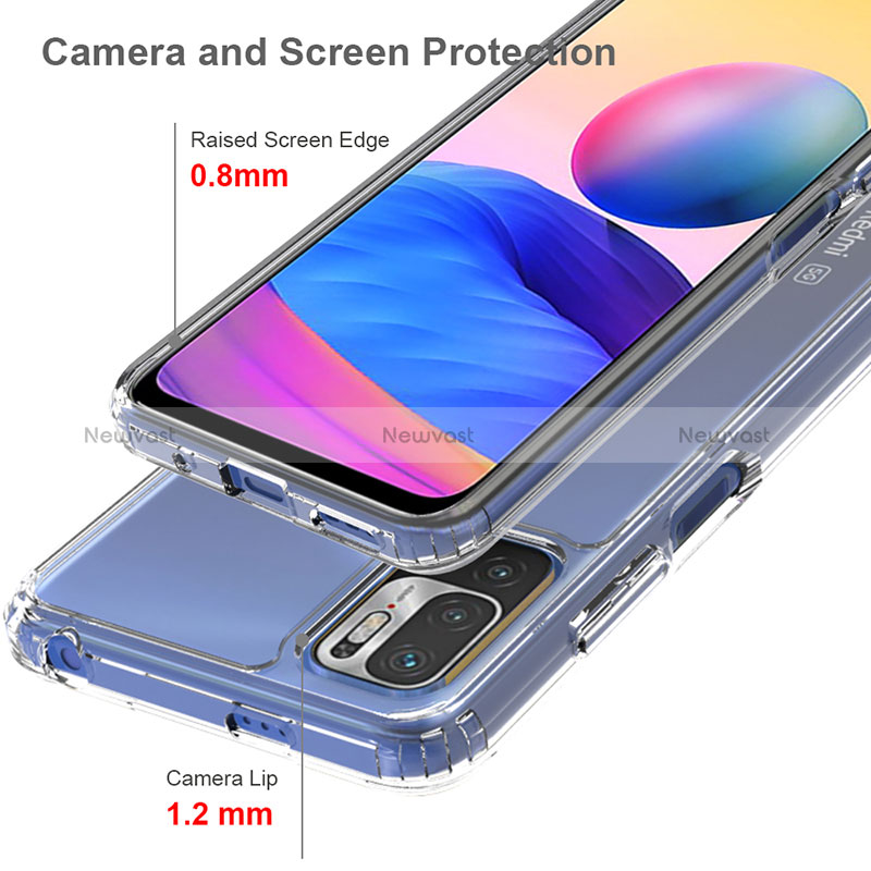 Silicone Transparent Frame Case Cover 360 Degrees ZJ5 for Xiaomi Redmi Note 10T 5G