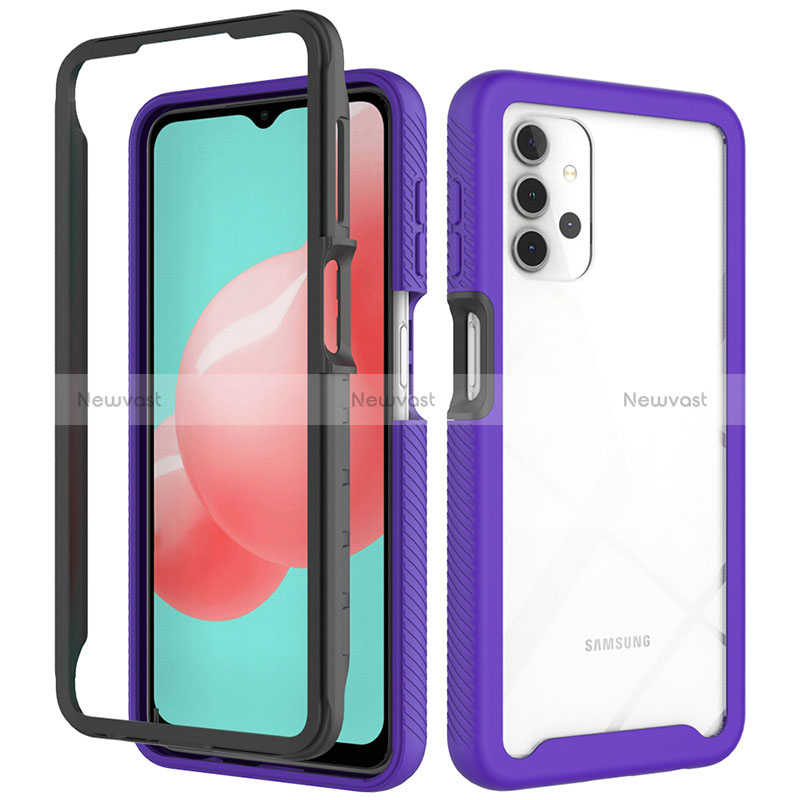 Silicone Transparent Frame Case Cover 360 Degrees ZJ6 for Samsung Galaxy A32 4G Clove Purple