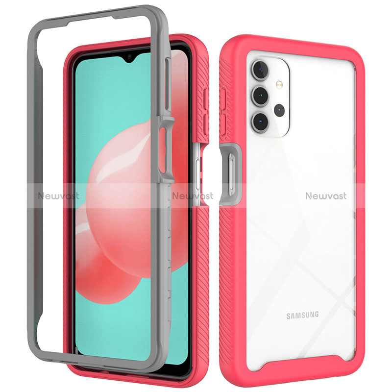 Silicone Transparent Frame Case Cover 360 Degrees ZJ6 for Samsung Galaxy A32 4G Hot Pink