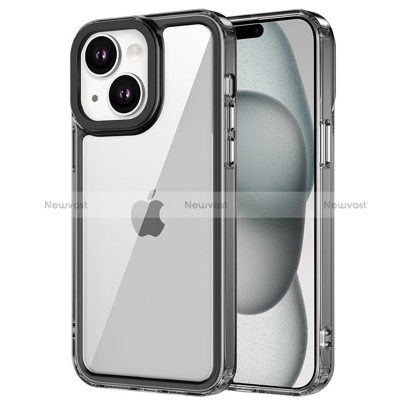 Silicone Transparent Frame Case Cover AC1 for Apple iPhone 14 Plus Black