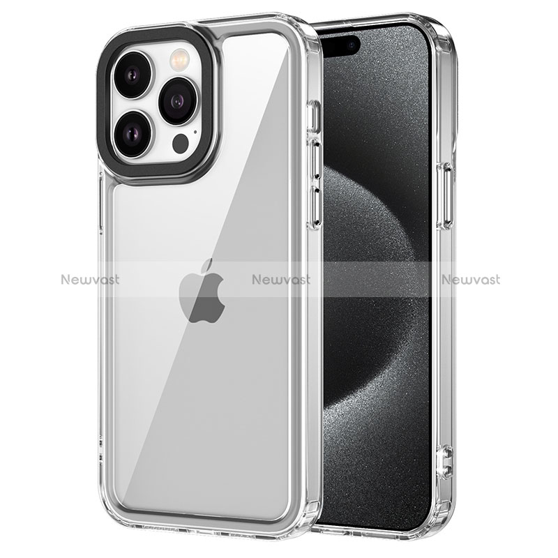 Silicone Transparent Frame Case Cover AC1 for Apple iPhone 14 Pro Max Clear
