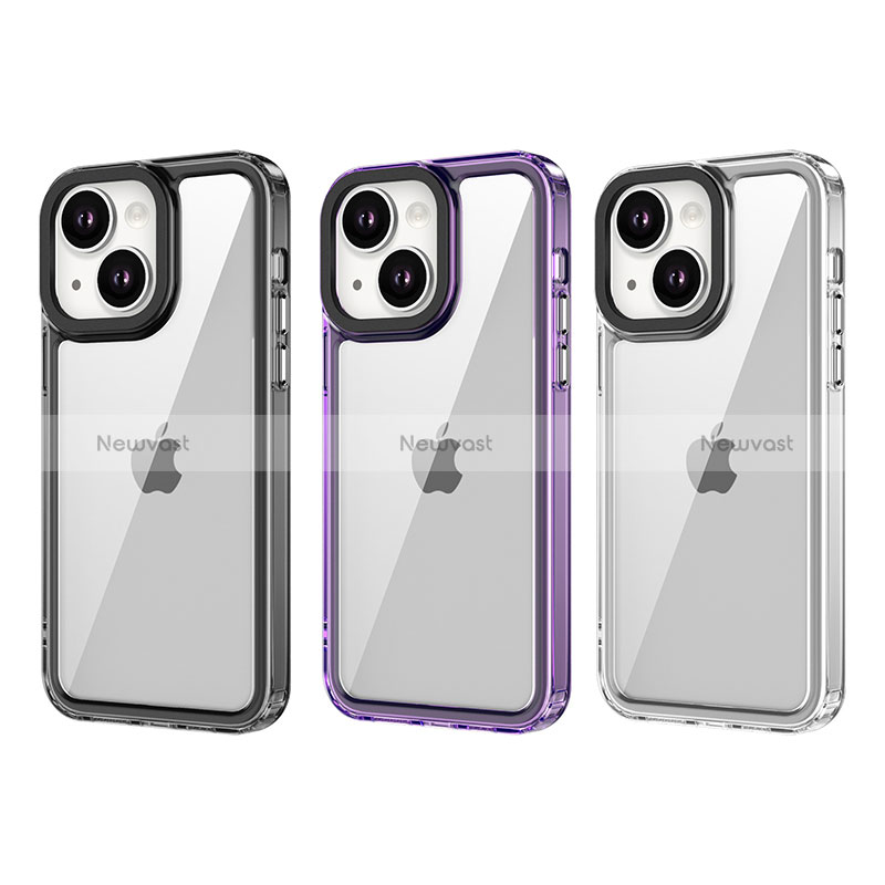 Silicone Transparent Frame Case Cover AC1 for Apple iPhone 15