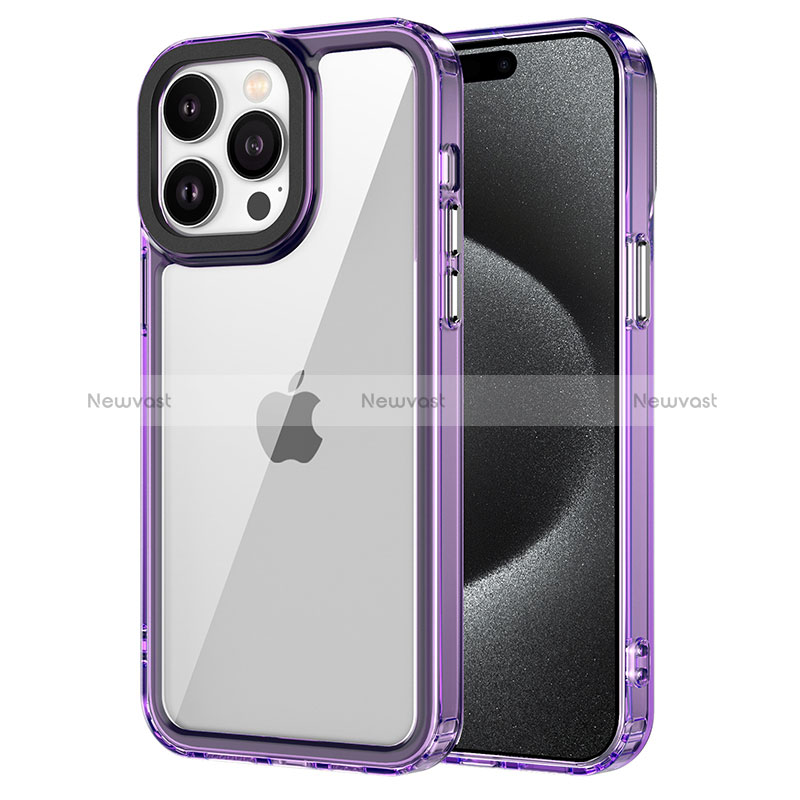 Silicone Transparent Frame Case Cover AC1 for Apple iPhone 15 Pro