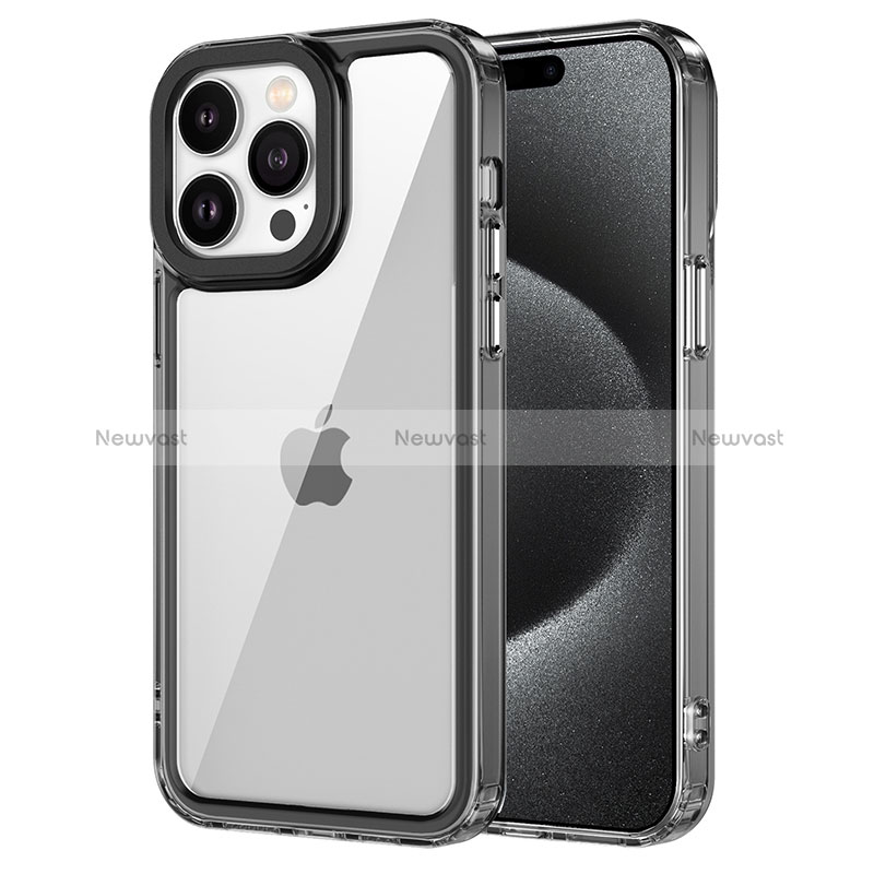 Silicone Transparent Frame Case Cover AC1 for Apple iPhone 15 Pro Black