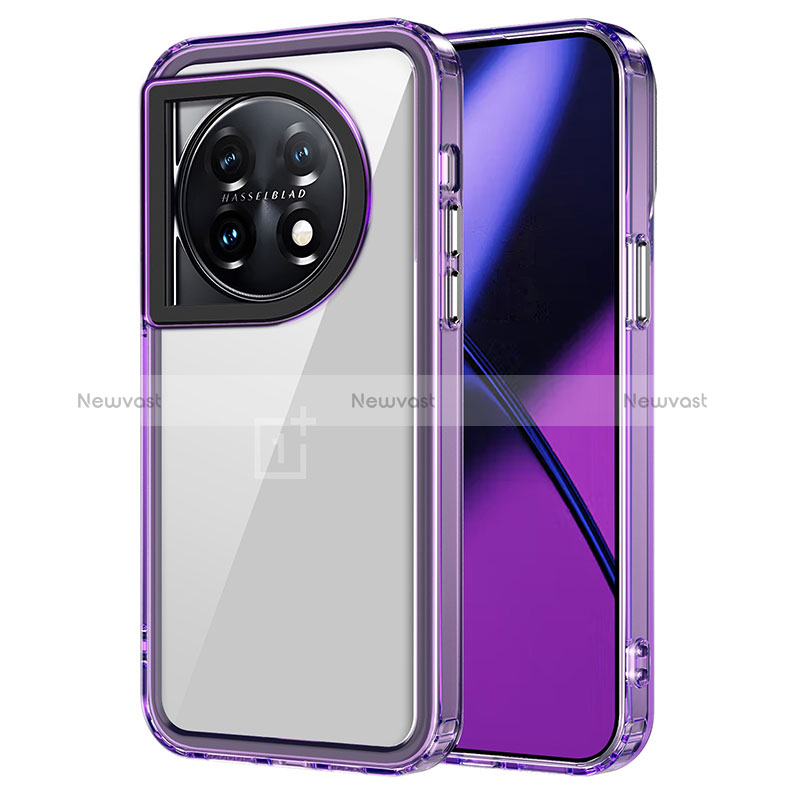 Silicone Transparent Frame Case Cover AC1 for OnePlus 11 5G Clove Purple