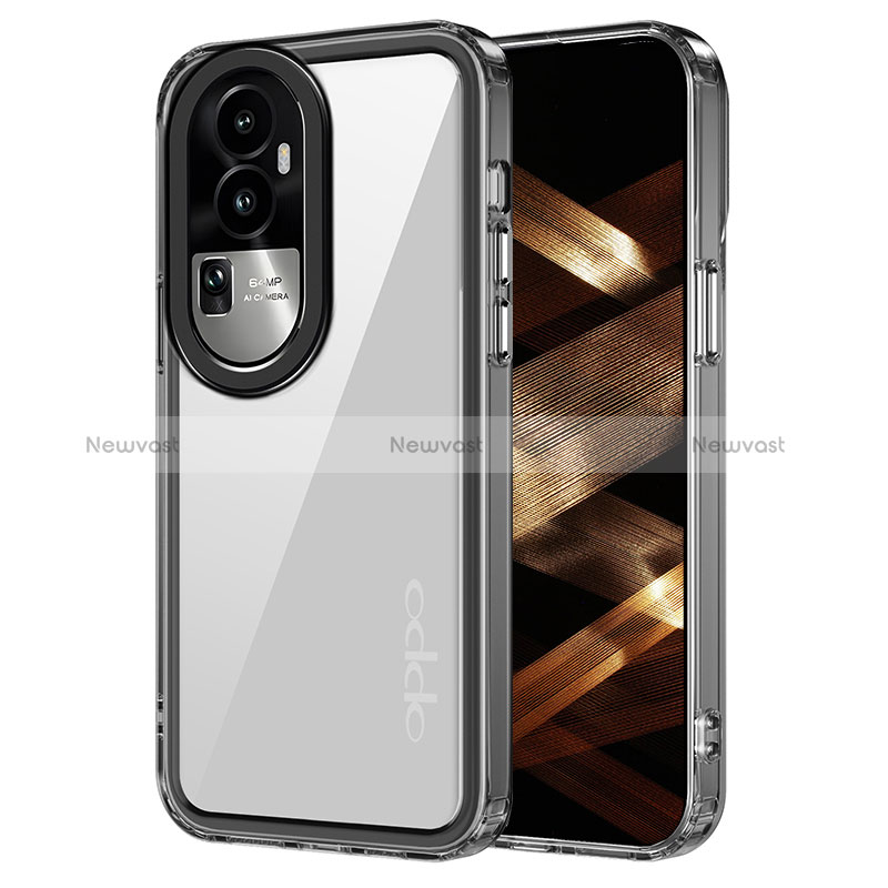 Silicone Transparent Frame Case Cover AC1 for Oppo Reno10 Pro+ Plus 5G Black