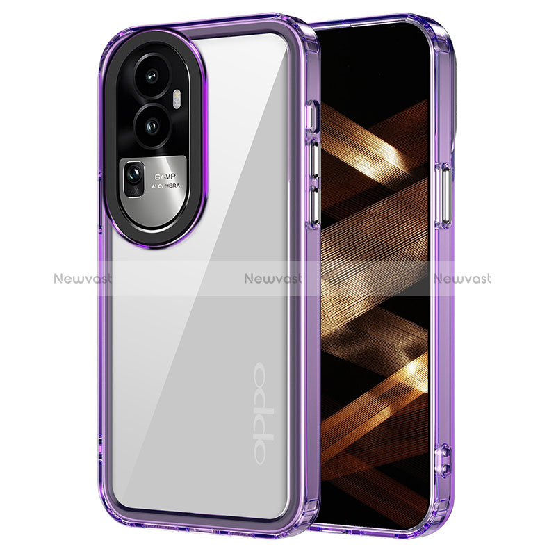 Silicone Transparent Frame Case Cover AC1 for Oppo Reno10 Pro+ Plus 5G Clove Purple