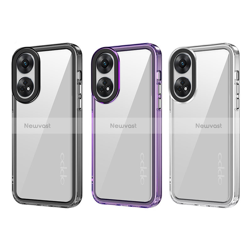 Silicone Transparent Frame Case Cover AC1 for Oppo Reno8 T 4G