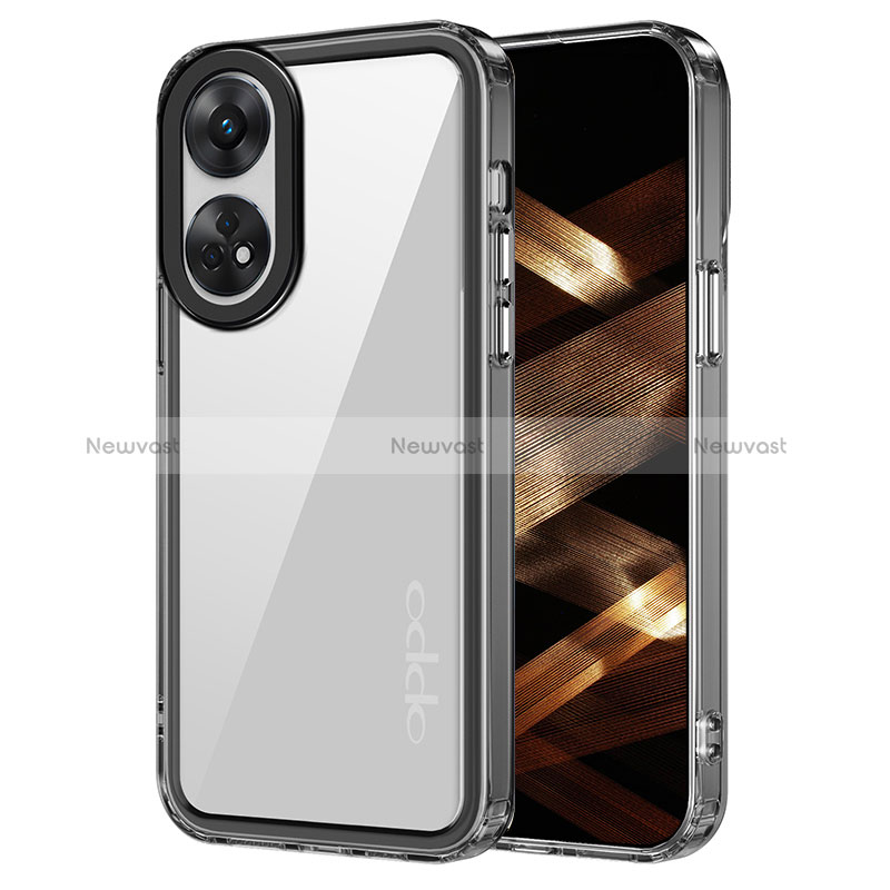 Silicone Transparent Frame Case Cover AC1 for Oppo Reno8 T 4G Black