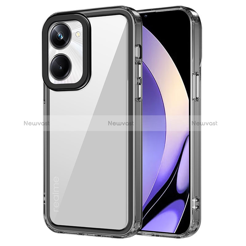 Silicone Transparent Frame Case Cover AC1 for Realme 10 Pro 5G Black