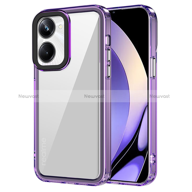 Silicone Transparent Frame Case Cover AC1 for Realme 10 Pro 5G Clove Purple