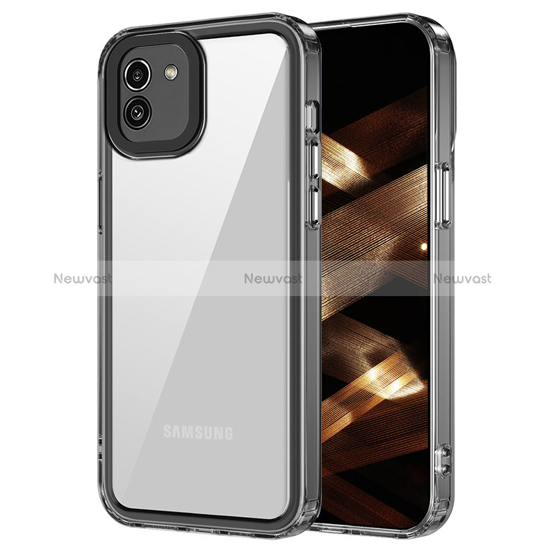 Silicone Transparent Frame Case Cover AC1 for Samsung Galaxy A03 Black