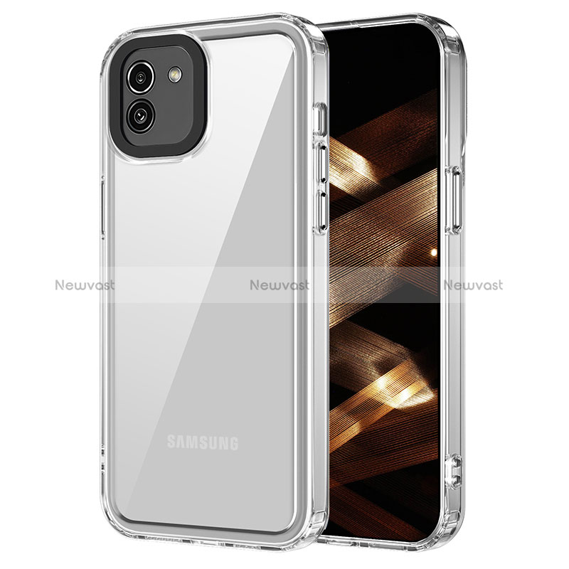 Silicone Transparent Frame Case Cover AC1 for Samsung Galaxy A03 Clear