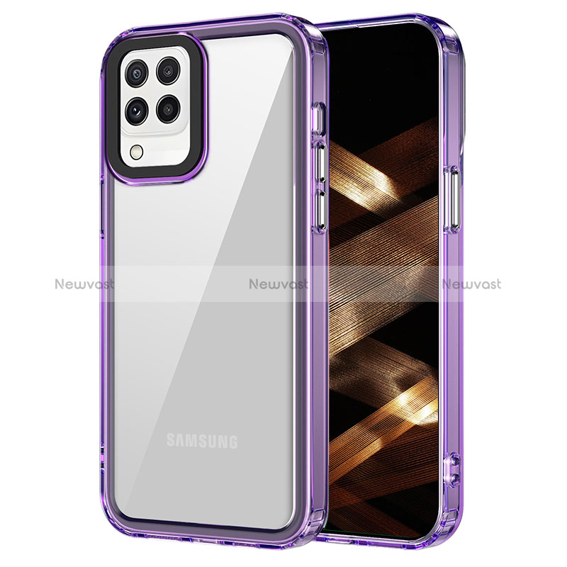 Silicone Transparent Frame Case Cover AC1 for Samsung Galaxy A22 4G Clove Purple