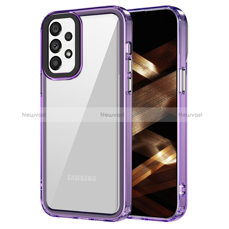 Silicone Transparent Frame Case Cover AC1 for Samsung Galaxy A52 4G Clove Purple