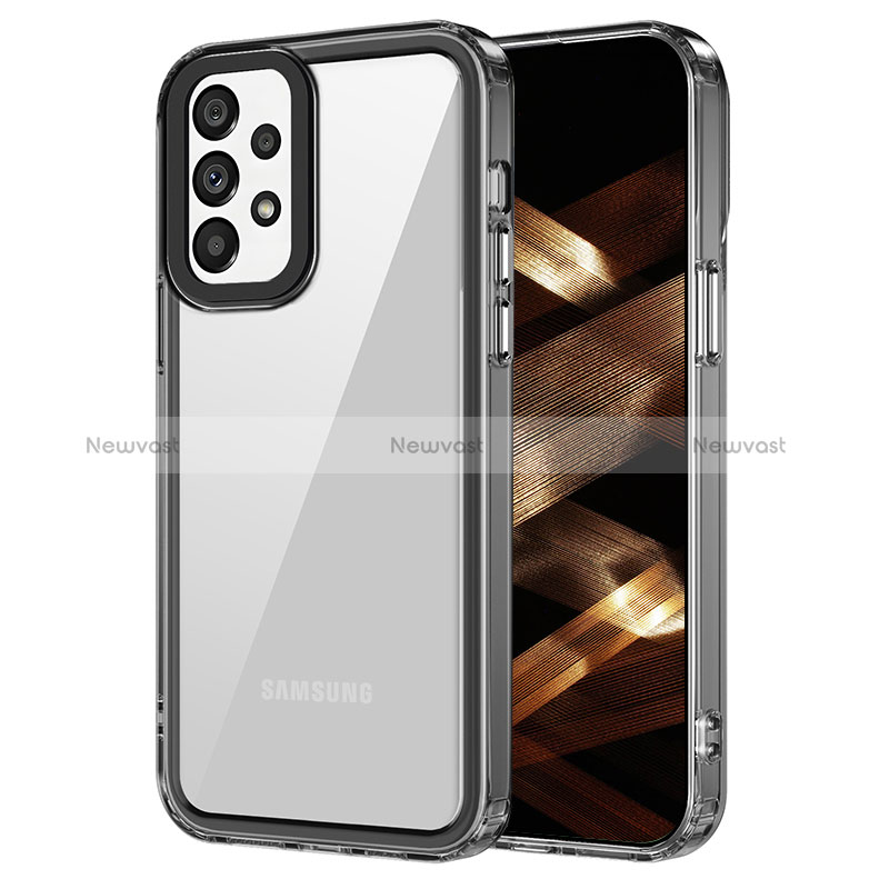 Silicone Transparent Frame Case Cover AC1 for Samsung Galaxy A52s 5G Black