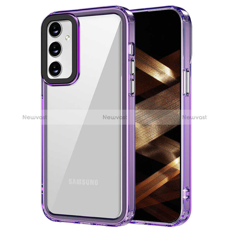 Silicone Transparent Frame Case Cover AC1 for Samsung Galaxy M54 5G Clove Purple