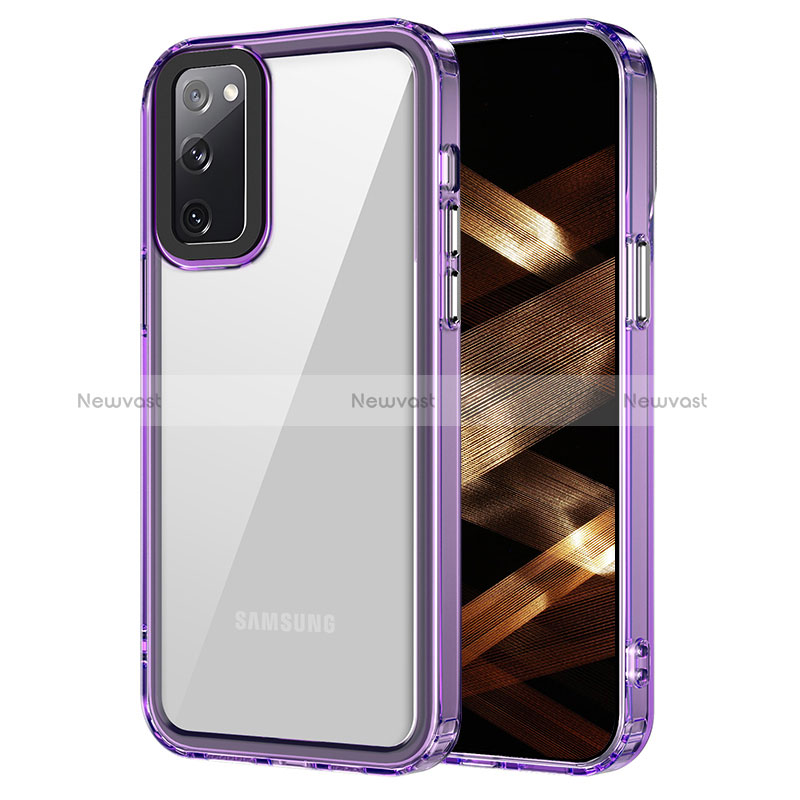 Silicone Transparent Frame Case Cover AC1 for Samsung Galaxy S20 FE 5G Clove Purple