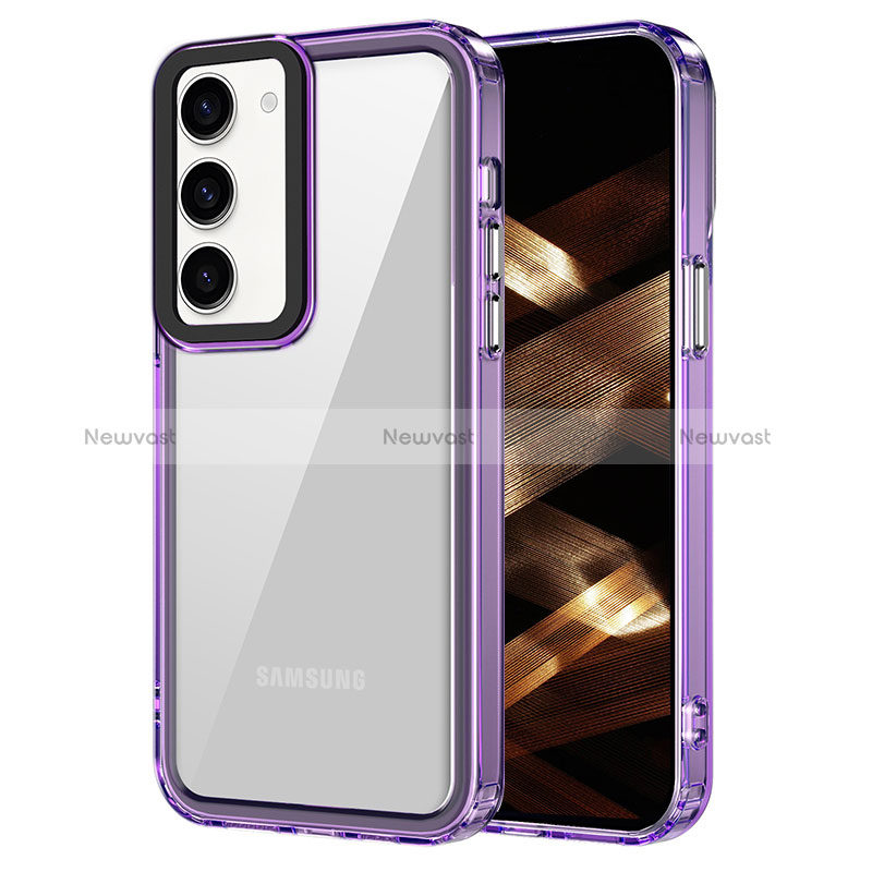 Silicone Transparent Frame Case Cover AC1 for Samsung Galaxy S24 5G Clove Purple