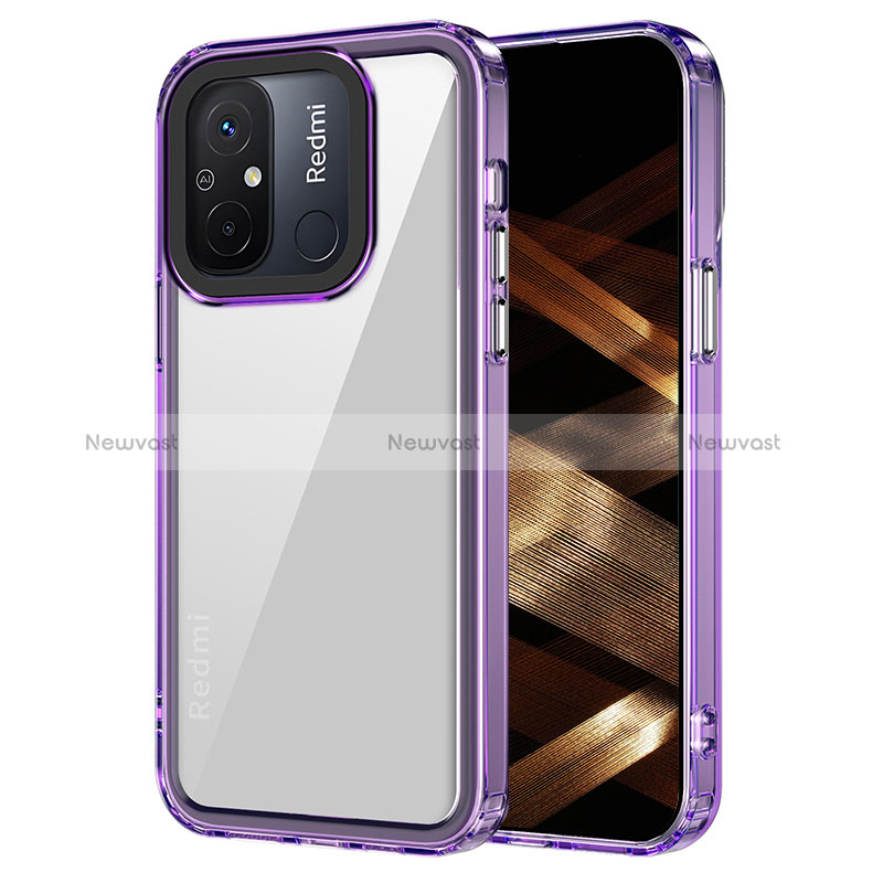 Silicone Transparent Frame Case Cover AC1 for Xiaomi Redmi 12C 4G Clove Purple