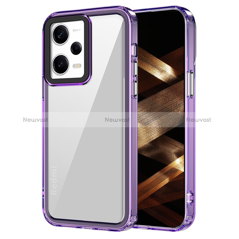 Silicone Transparent Frame Case Cover AC1 for Xiaomi Redmi Note 12 Pro 5G Clove Purple