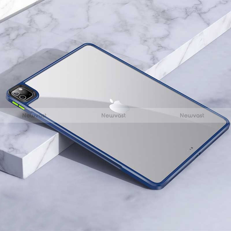 Silicone Transparent Frame Case Cover for Apple iPad Pro 12.9 (2021) Blue