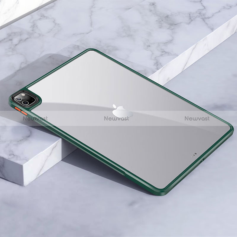 Silicone Transparent Frame Case Cover for Apple iPad Pro 12.9 (2021) Green