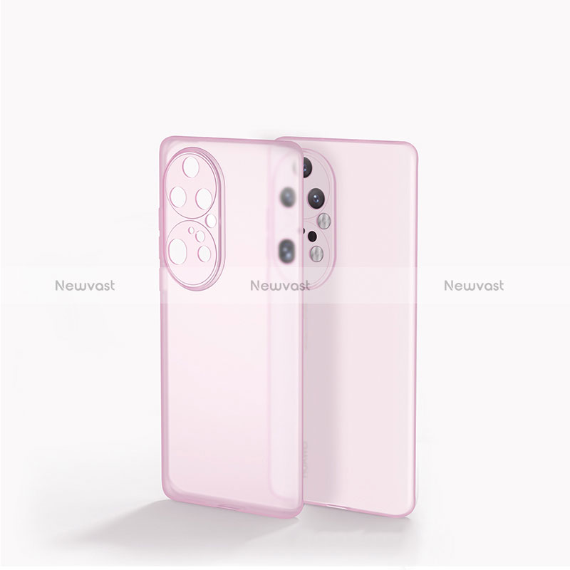 Silicone Transparent Frame Case Cover for Huawei P50 Pink