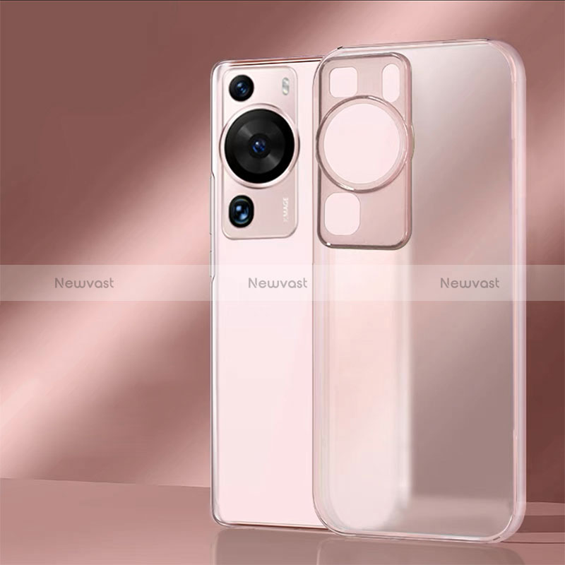 Silicone Transparent Frame Case Cover for Huawei P60 Pink