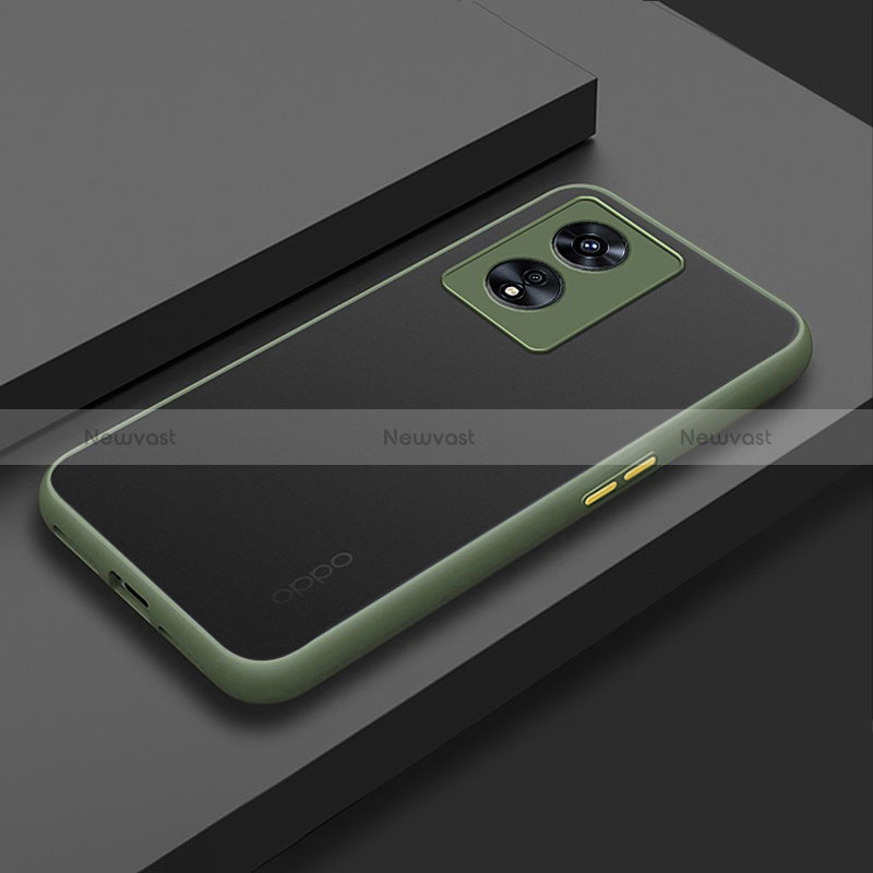Silicone Transparent Frame Case Cover for Oppo A1x 5G Army green
