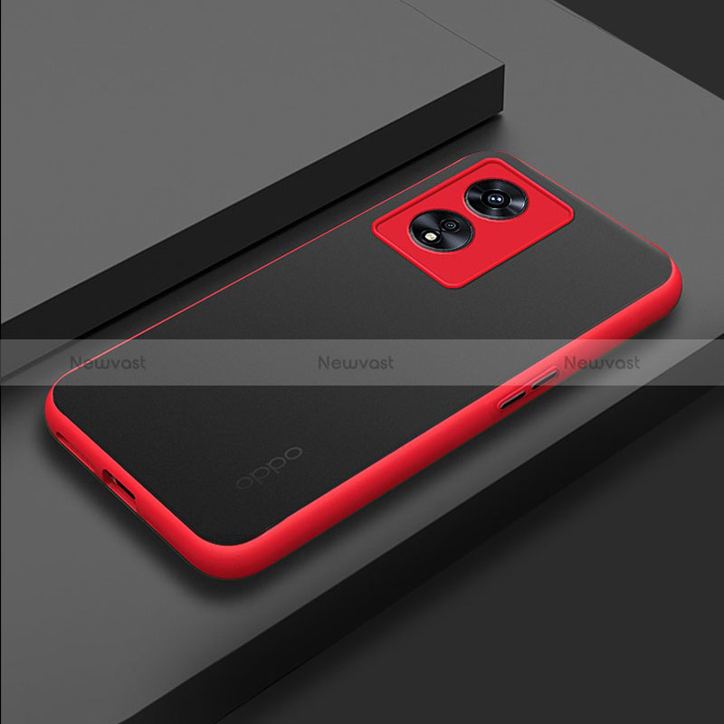 Silicone Transparent Frame Case Cover for Oppo A1x 5G Red