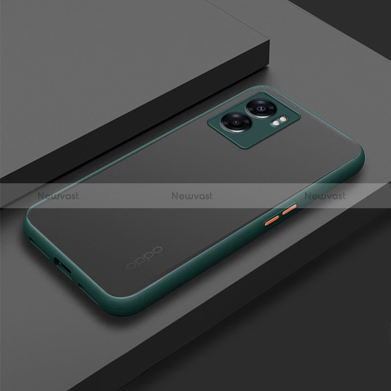 Silicone Transparent Frame Case Cover for Oppo A57 5G Midnight Green