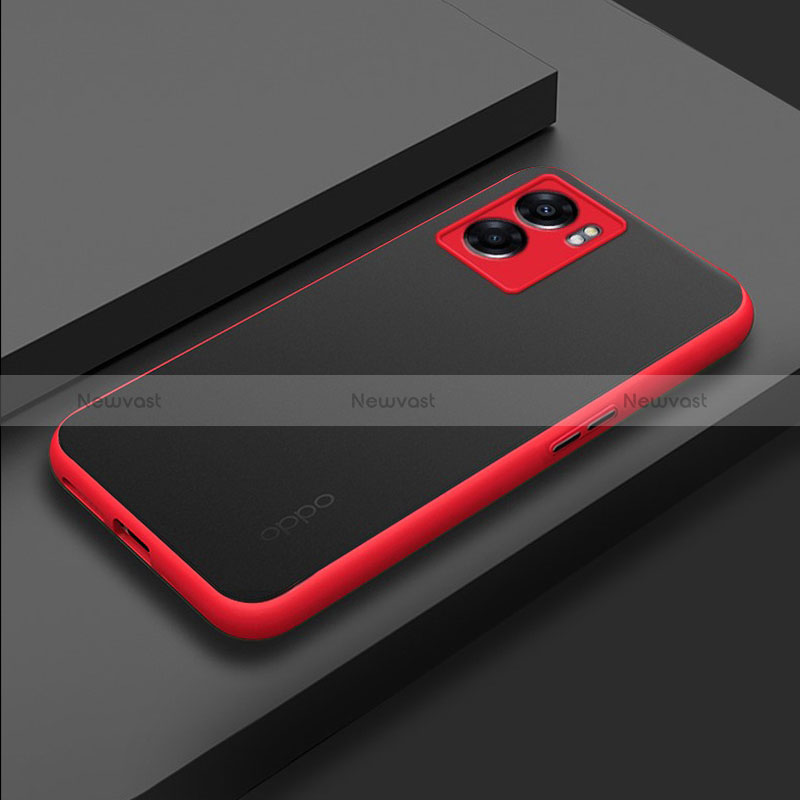 Silicone Transparent Frame Case Cover for Oppo A57 5G Red