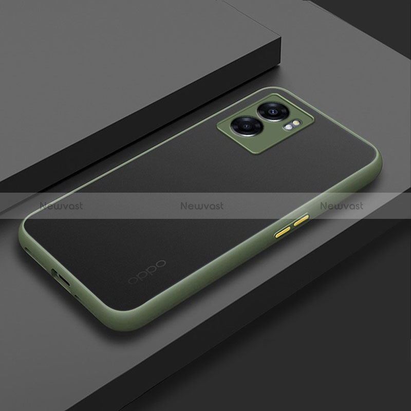 Silicone Transparent Frame Case Cover for Oppo A77 5G Army green