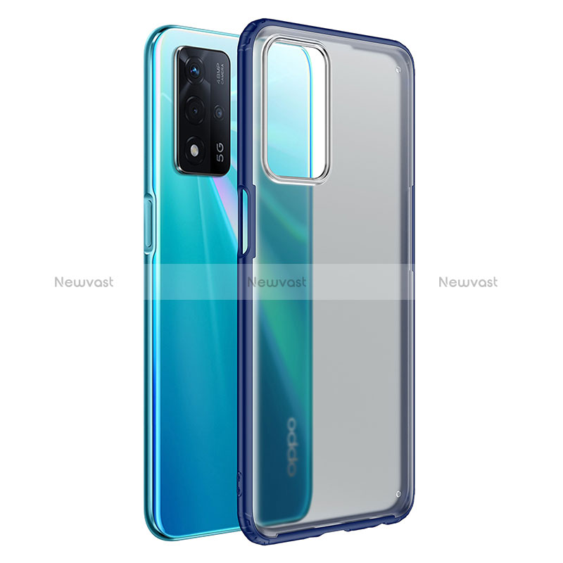 Silicone Transparent Frame Case Cover for Oppo A93s 5G Blue