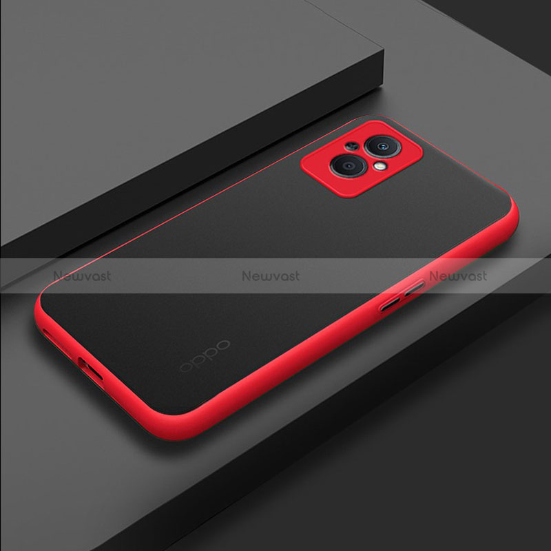 Silicone Transparent Frame Case Cover for Oppo A96 5G Red