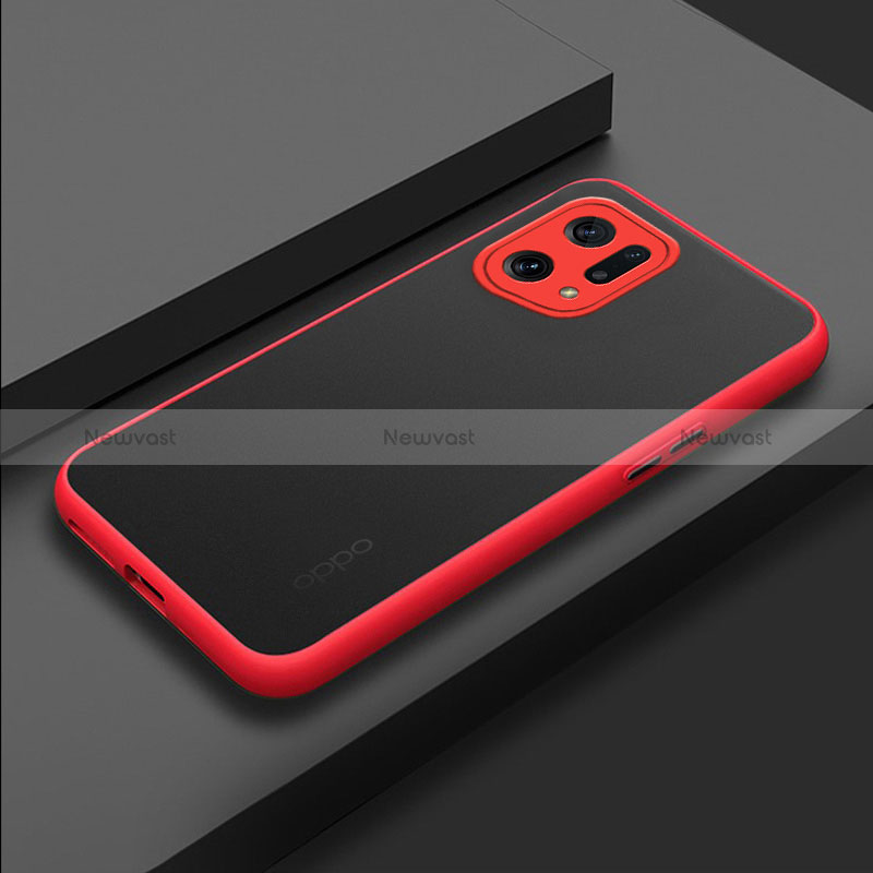 Silicone Transparent Frame Case Cover for Oppo Find X5 5G Red