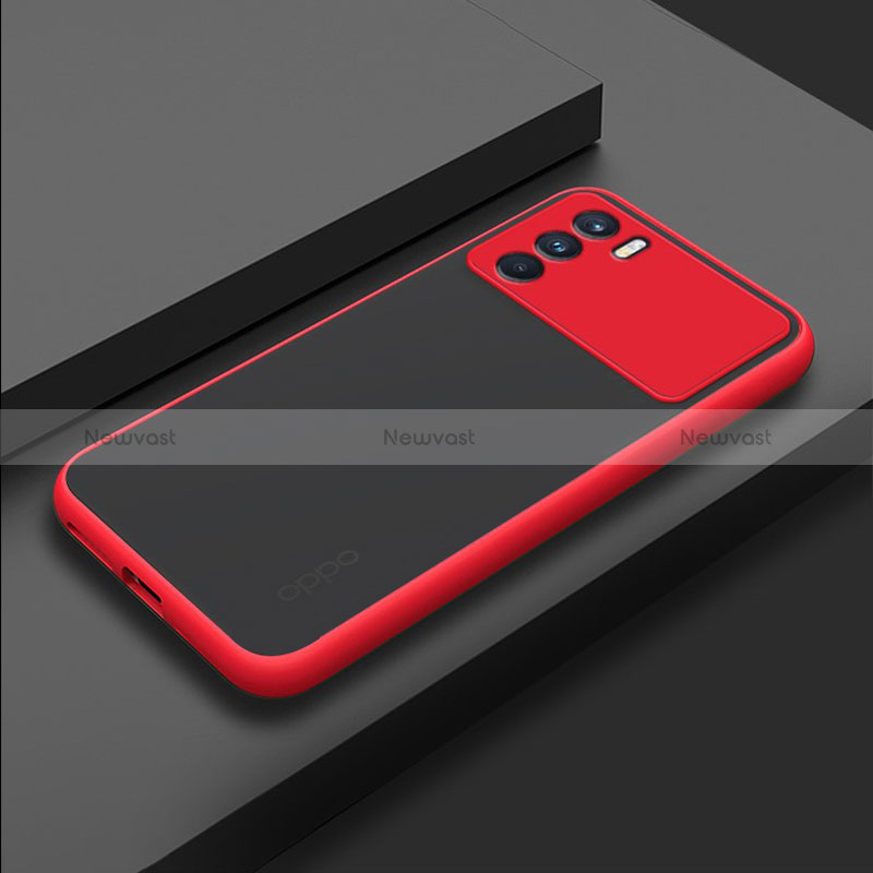 Silicone Transparent Frame Case Cover for Oppo K9 Pro 5G Red