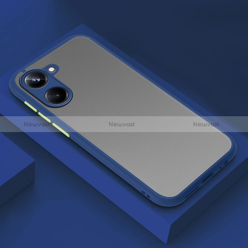 Silicone Transparent Frame Case Cover for Realme 10 Pro 5G Blue