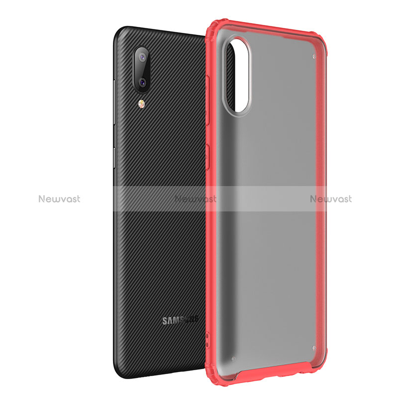 Silicone Transparent Frame Case Cover for Samsung Galaxy A02 Red