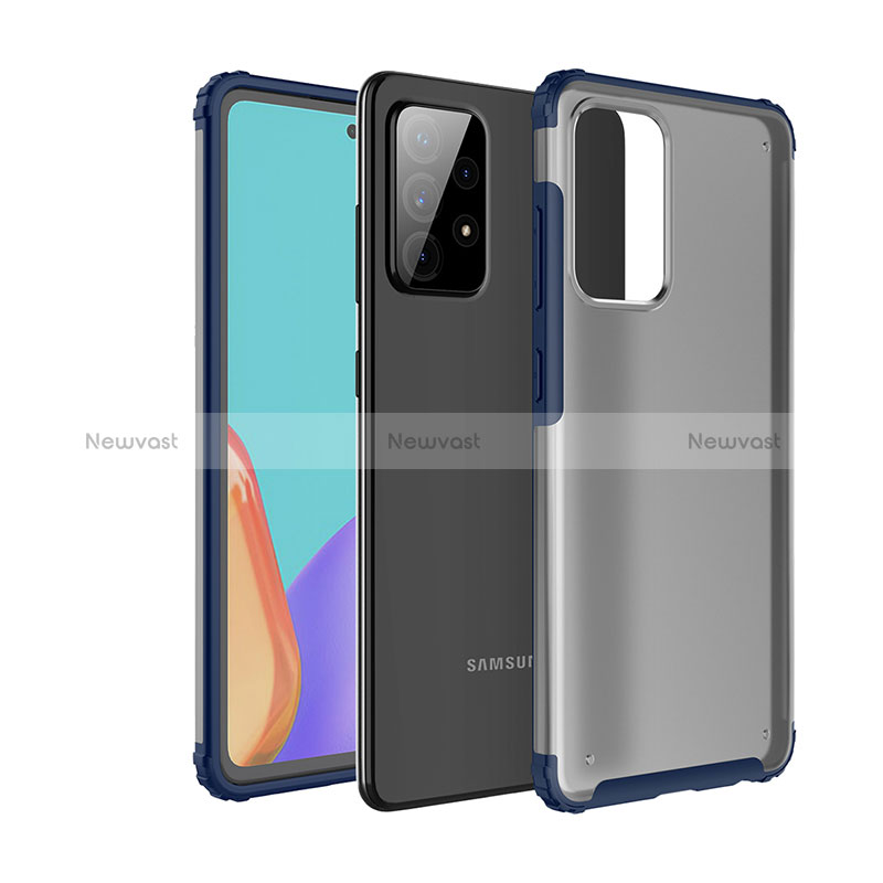 Silicone Transparent Frame Case Cover for Samsung Galaxy A52 4G Blue