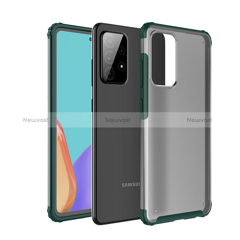 Silicone Transparent Frame Case Cover for Samsung Galaxy A52 4G Green