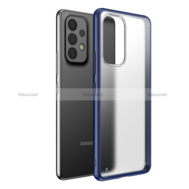 Silicone Transparent Frame Case Cover for Samsung Galaxy A53 5G Blue