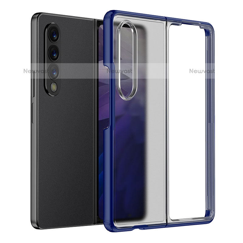 Silicone Transparent Frame Case Cover for Samsung Galaxy Z Fold3 5G Blue