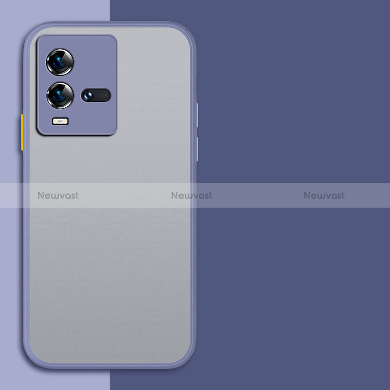 Silicone Transparent Frame Case Cover for Vivo iQOO 10 5G Clove Purple
