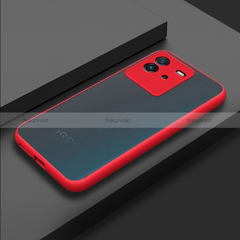 Silicone Transparent Frame Case Cover for Vivo iQOO Neo6 5G Red