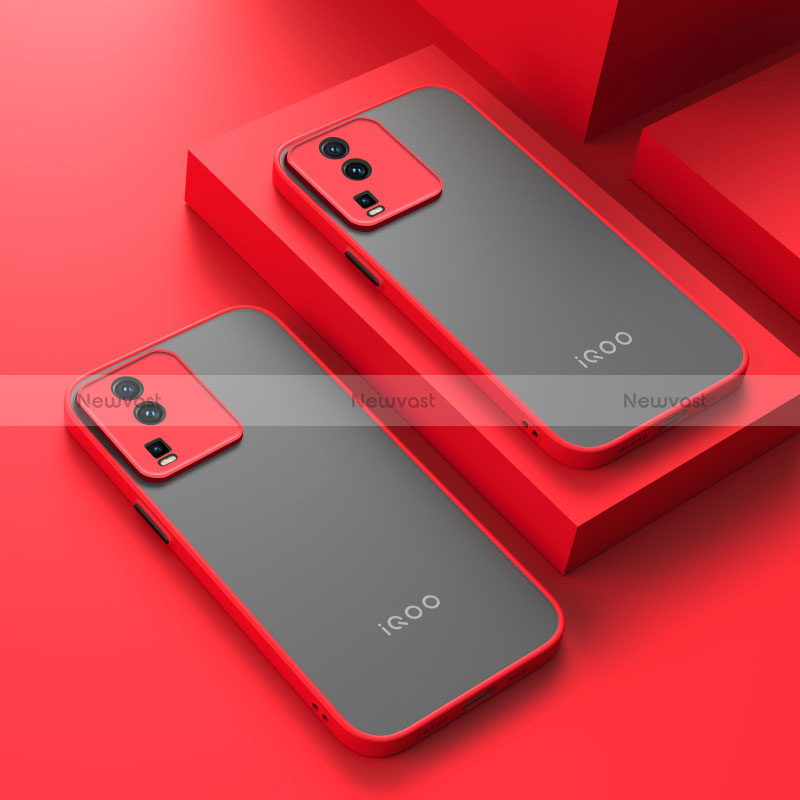 Silicone Transparent Frame Case Cover for Vivo iQOO Neo7 5G Red