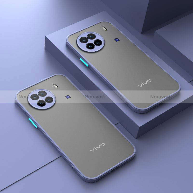 Silicone Transparent Frame Case Cover for Vivo X90 5G Clove Purple