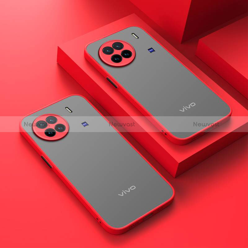 Silicone Transparent Frame Case Cover for Vivo X90 Pro 5G Red